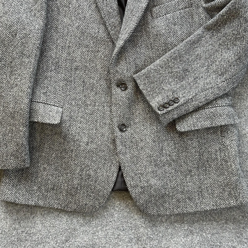 Stafford Sport Coat Mens 48R Gray Harris Tweed Wool Herringbone Blazer Jacket - Picture 8 of 16